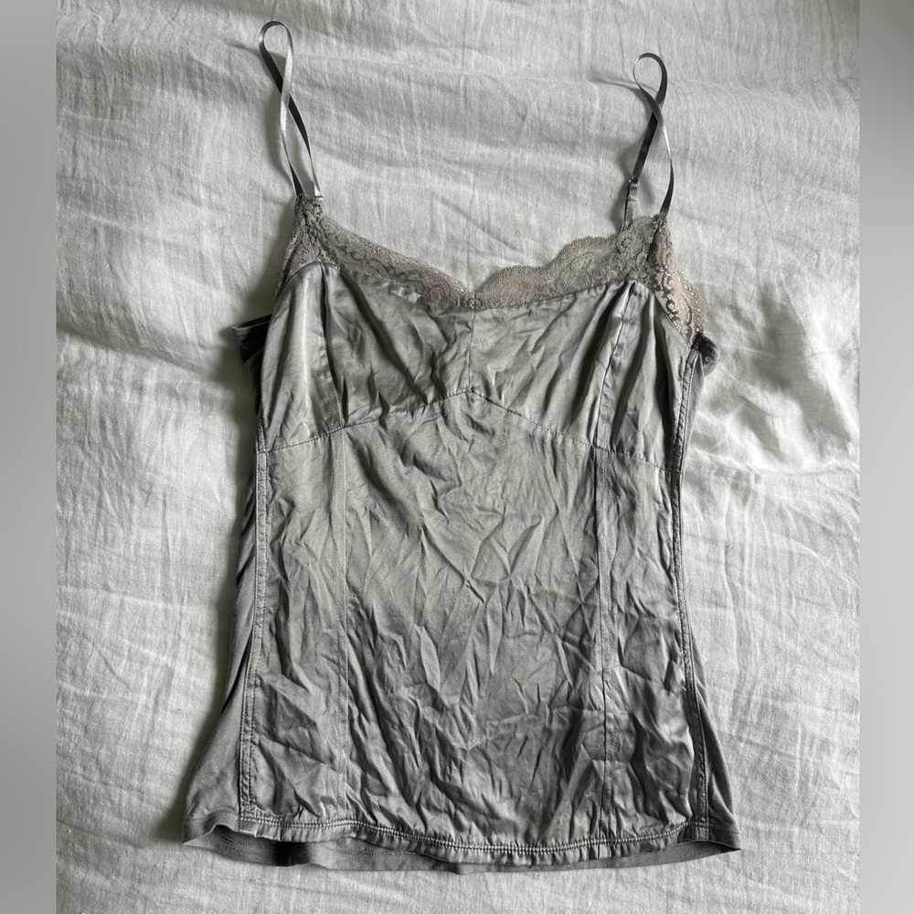Ann Taylor Silver Tank Top Lace